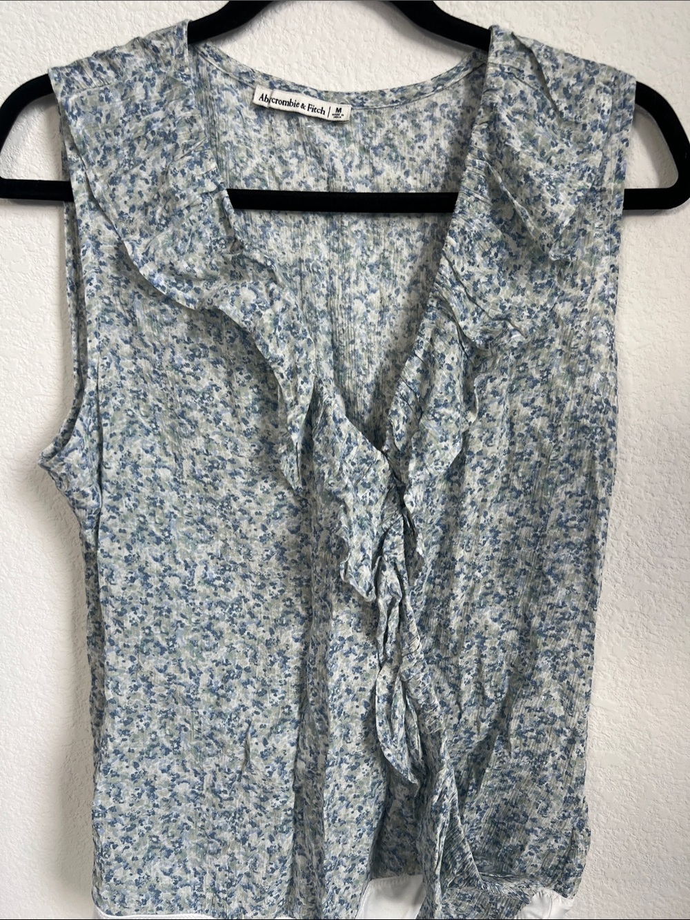 Abercrombie & Fitch Light Blue Floral Ruffle Sleeveless Bodysuit Unworn